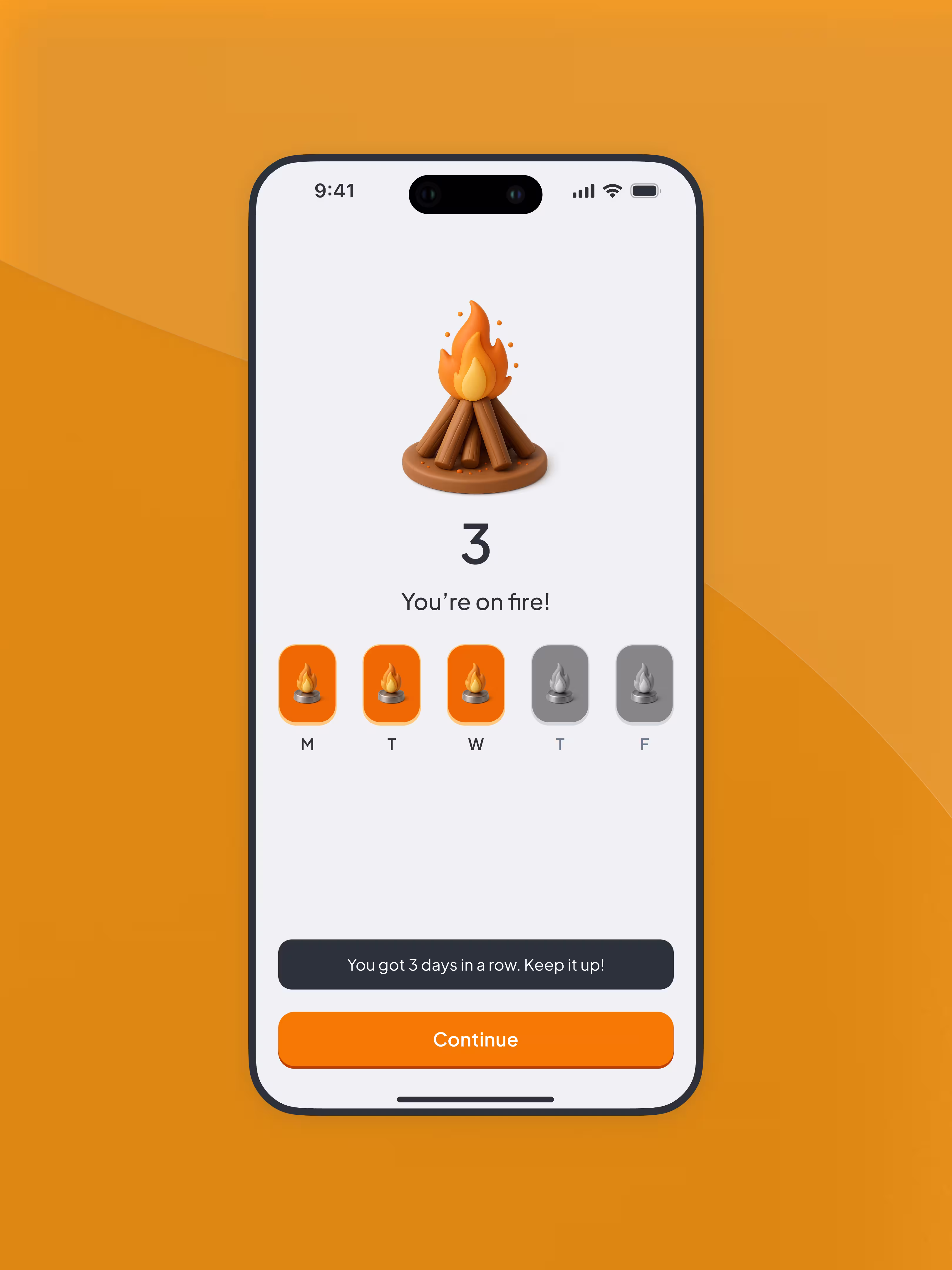 Interactive streak page prototype for a mobile application