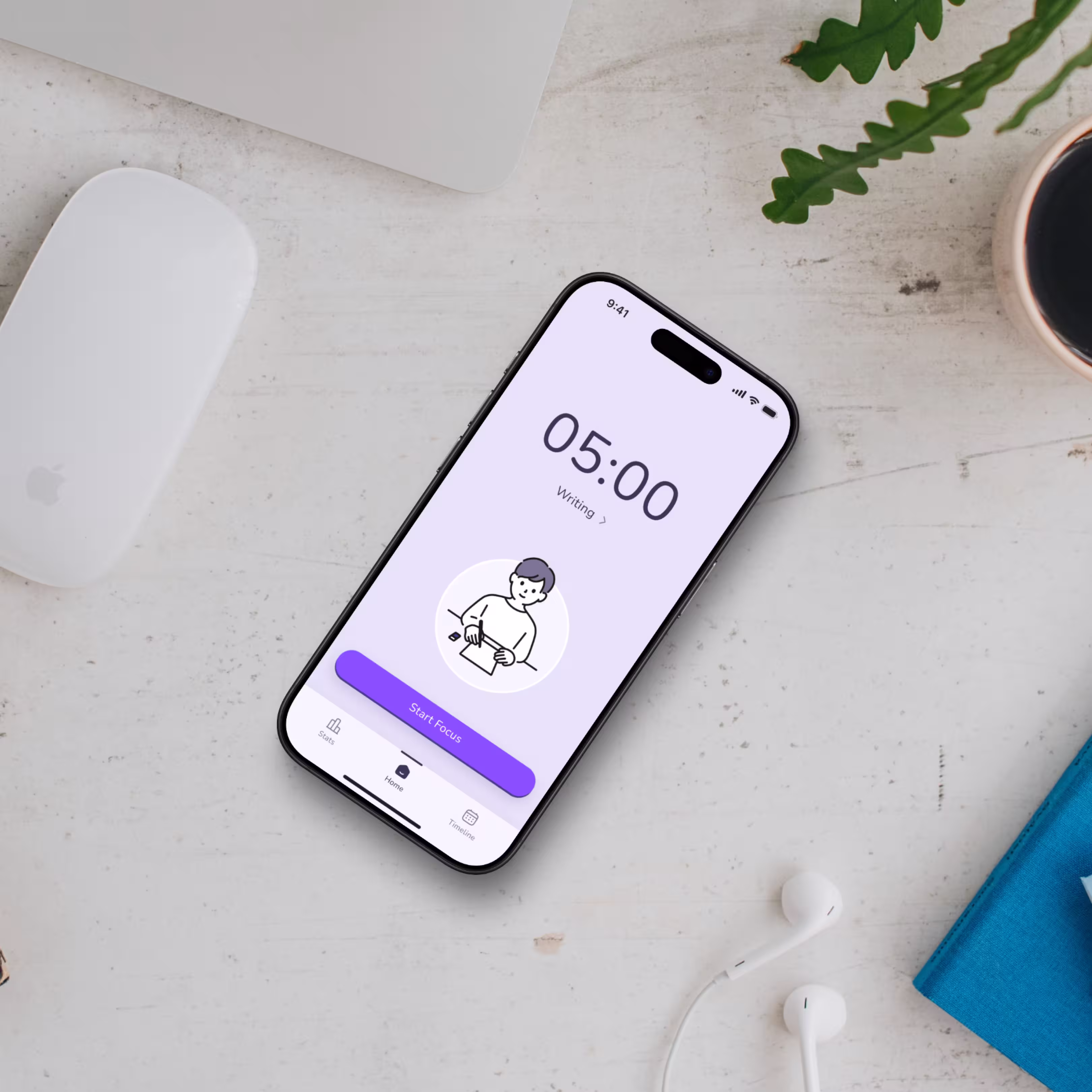 Pomodoro app interface design with a focus on productivity